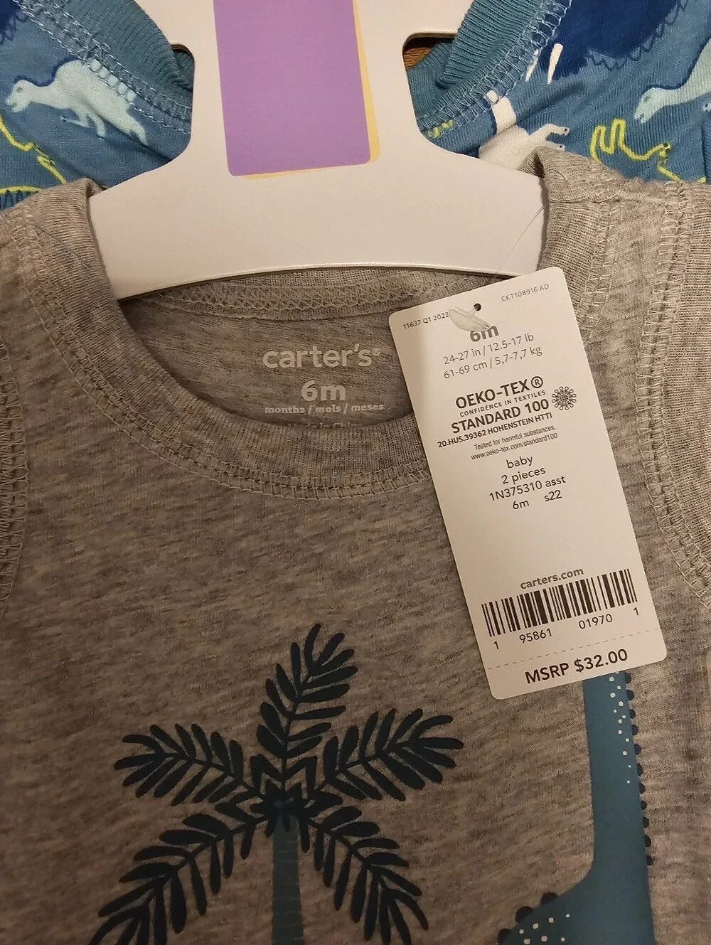 Carter's 6 Month Dinosaur Rompers